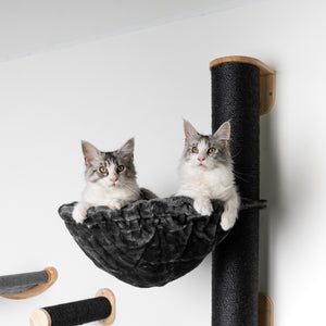 Klättervägg för Katter - klätterstång XXL med hängmatta 45Ø de Luxe Blackline (Mörkgrå)