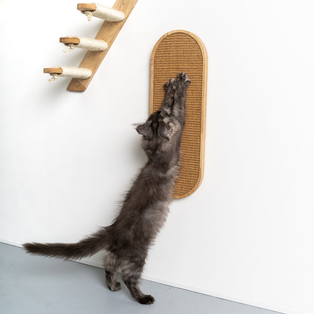 Klättervägg för Katter - Väggklösbräda och Klöstavla de Luxe (Rubberwood Khaki)